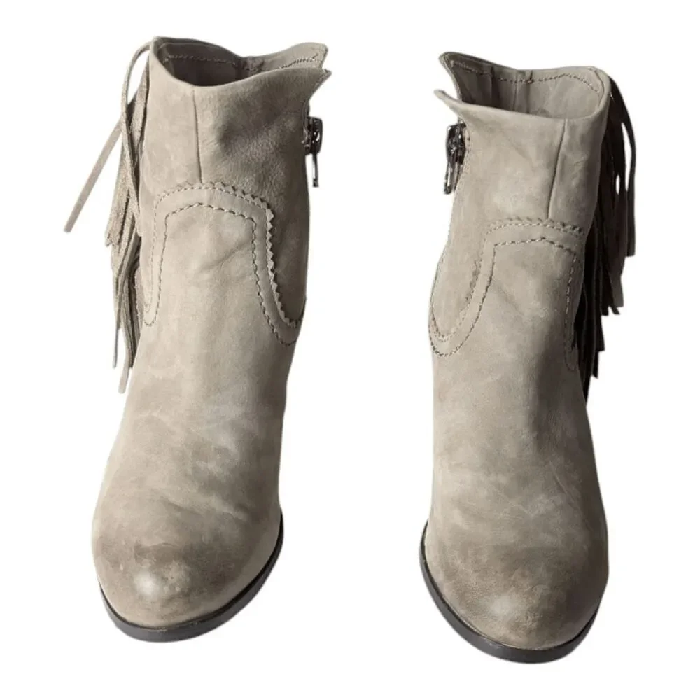 SAM EDELMAN Louie Fringed Western Boot Size 6M